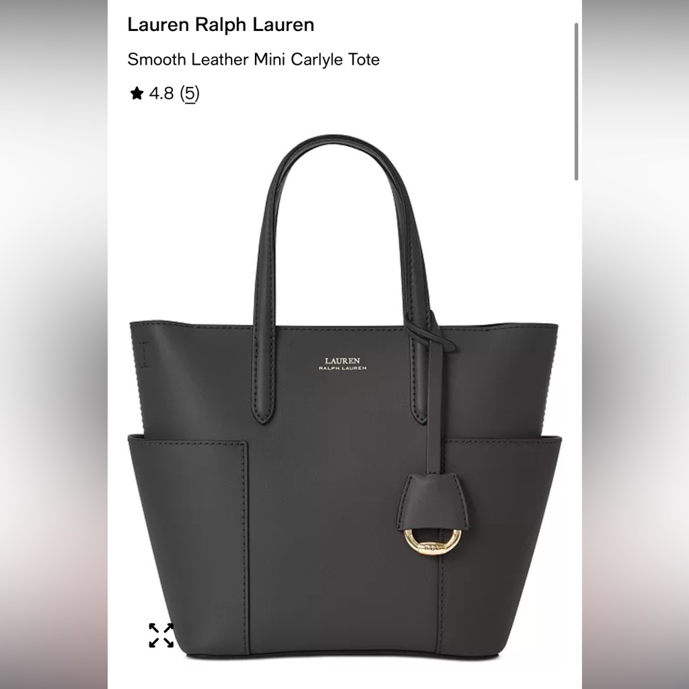 Lauren by RL Black Leather Carlyle Tote Bag